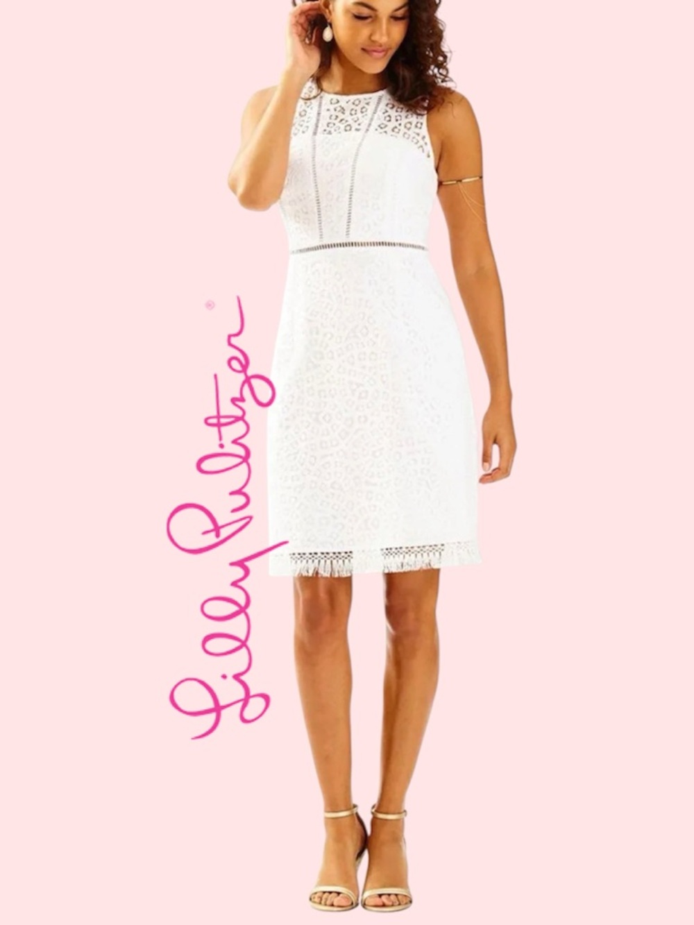 Lilly Pulitzer Simona Dress Resort White Lace Dress custom Shortened no fringe 6